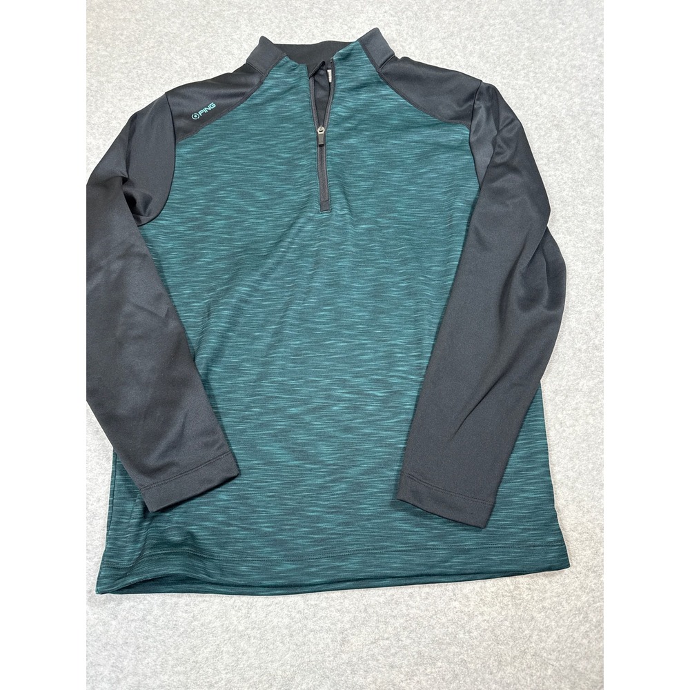 Ping SensorWarm Mens Medium Green Black Space Dye Quarter Zip Golf Pullover